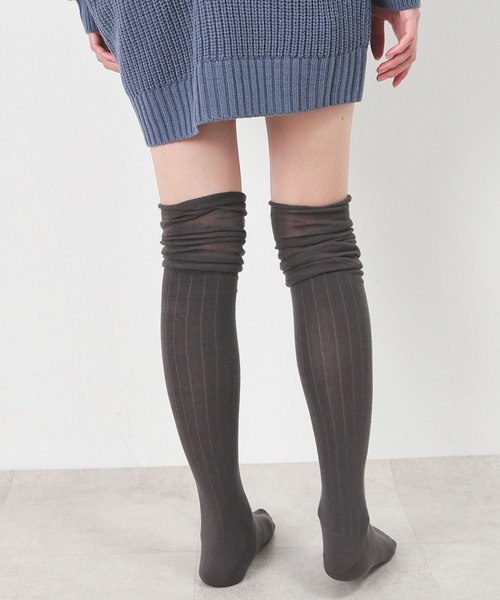 Honeys（ハニーズ）の「セミシアー切替ニーハイソックス（ソックス/靴下・レディース・アイボリー/ブラック/グレー・FREE）」の13枚目の写真