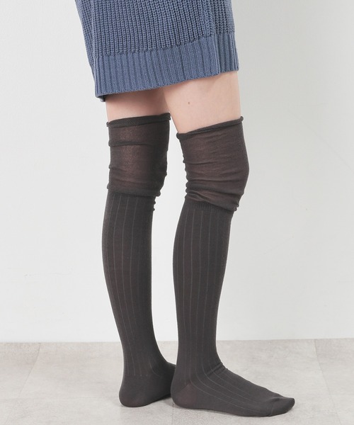 Honeys（ハニーズ）の「セミシアー切替ニーハイソックス（ソックス/靴下・レディース・アイボリー/ブラック/グレー・FREE）」の15枚目の写真