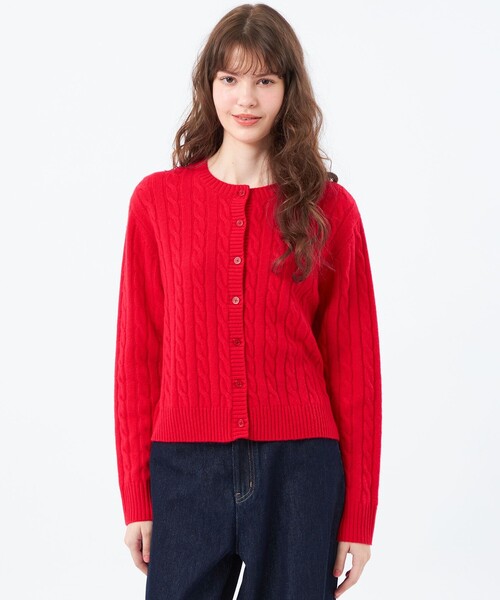 MACKINTOSH PHILOSOPHY（ﾏｯｷﾝﾄｯｼｭ ﾌｨﾛｿﾌｨｰ）の「ウールカシミヤケーブルカーディガン（カーディガン/ボレロ・レディース・グレー系その他/レッド系その他2/ベージュ/ブルー・38）」の4枚目の写真