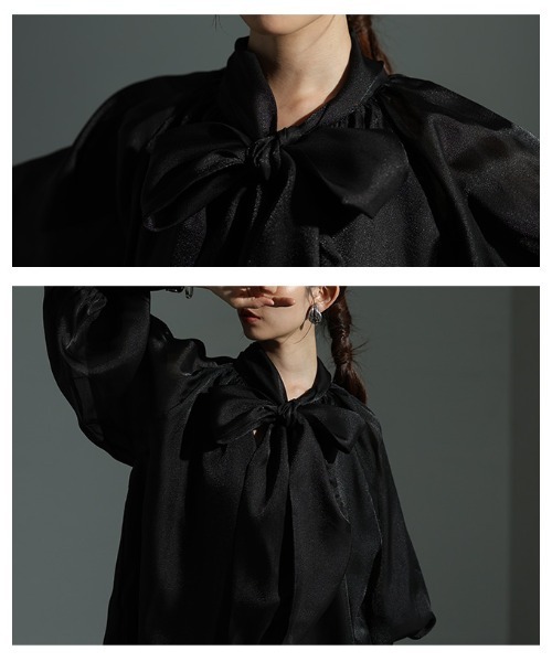 Sawa a la mode（サワアラモード）の「リボンボウタイシアーブラウス（シャツ/ブラウス・レディース・ベージュ/ピンク/ブラック・FREE）」の7枚目の写真