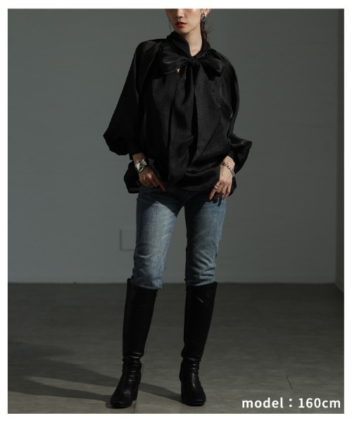 Sawa a la mode（サワアラモード）の「リボンボウタイシアーブラウス（シャツ/ブラウス・レディース・ベージュ/ピンク/ブラック・FREE）」の9枚目の写真