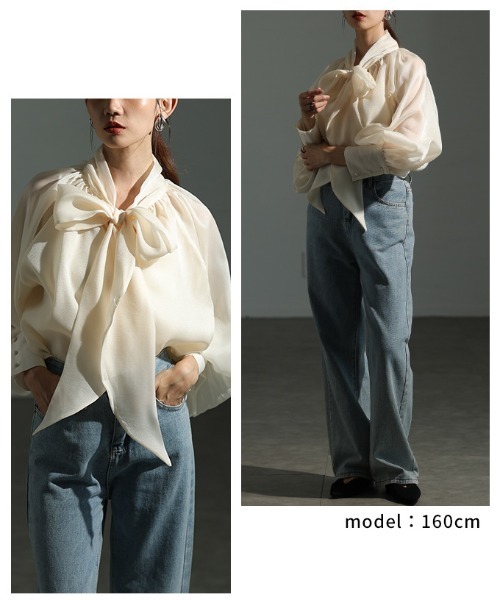 Sawa a la mode（サワアラモード）の「リボンボウタイシアーブラウス（シャツ/ブラウス・レディース・ベージュ/ピンク/ブラック・FREE）」の12枚目の写真