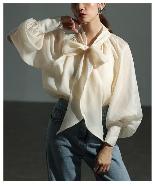 Sawa a la mode（サワアラモード）の「リボンボウタイシアーブラウス（シャツ/ブラウス・レディース・ベージュ/ピンク/ブラック・FREE）」の18枚目の写真