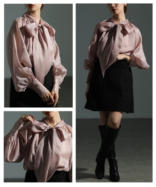 Sawa a la mode（サワアラモード）の「リボンボウタイシアーブラウス（シャツ/ブラウス・レディース・ベージュ/ピンク/ブラック・FREE）」の19枚目の写真