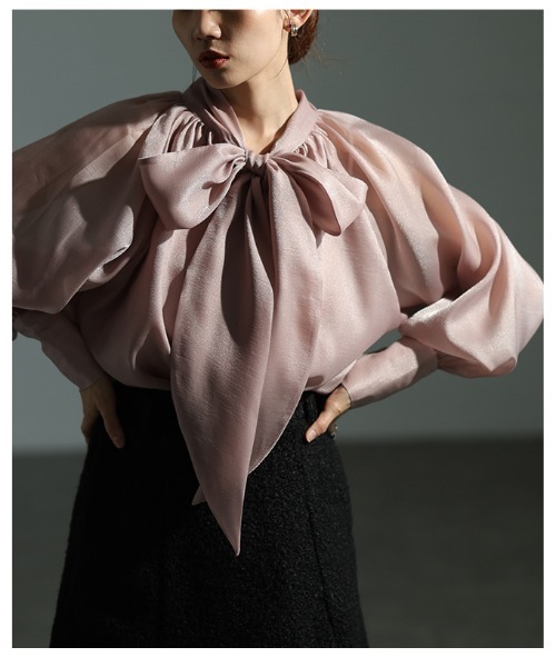 Sawa a la mode（サワアラモード）の「リボンボウタイシアーブラウス（シャツ/ブラウス・レディース・ベージュ/ピンク/ブラック・FREE）」の22枚目の写真