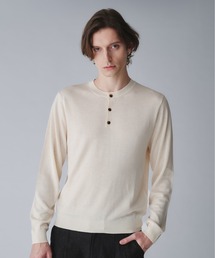 wool blend henryneck cropped knit/ウールブレンドヘンリーネッククロップドニット