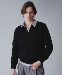 wool blend henryneck cropped knit/ウールブレンドヘンリーネッククロップドニット