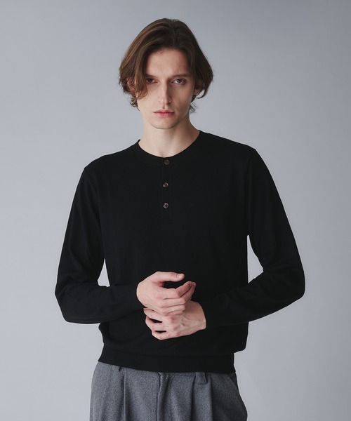 Regen Glanz（レーゲングランツ）の「wool blend henryneck cropped knit/ウールブレンドヘンリーネッククロップドニット（ニット/セーター・メンズ・オフホワイト/グレー/ブラック系その他/ブラック/ブラック系その他2/ネイビー/ワインレッド・MEDIUM/SMALL/LARGE）」の10枚目の写真