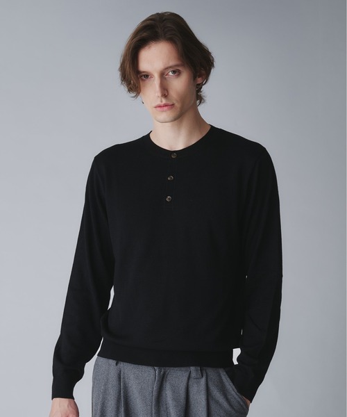 Regen Glanz（レーゲングランツ）の「wool blend henryneck cropped knit/ウールブレンドヘンリーネッククロップドニット（ニット/セーター・メンズ・オフホワイト/グレー/ブラック系その他/ブラック/ブラック系その他2/ネイビー/ワインレッド・MEDIUM/SMALL/LARGE）」の9枚目の写真