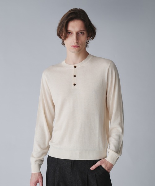 wool blend henryneck cropped knit/ウールブレンドヘンリーネック