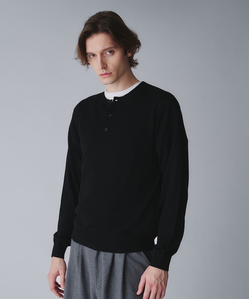 wool blend henryneck cropped knit/ウールブレンドヘンリーネック