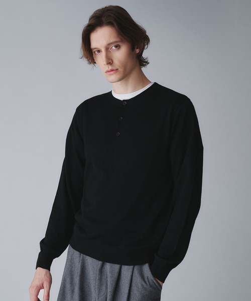 wool blend henryneck cropped knit/ウールブレンドヘンリーネック