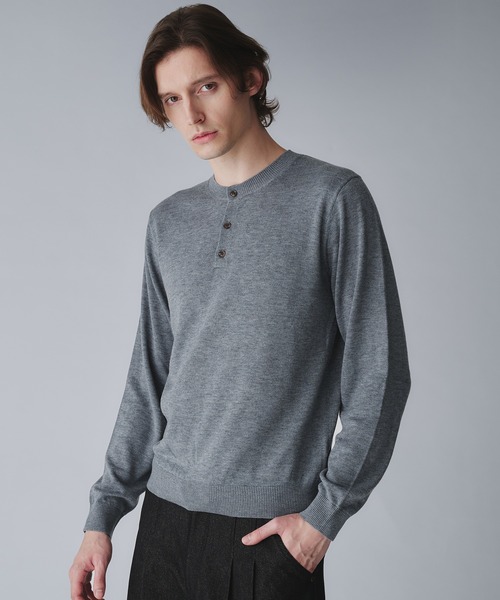 wool blend henryneck cropped knit/ウールブレンドヘンリーネック