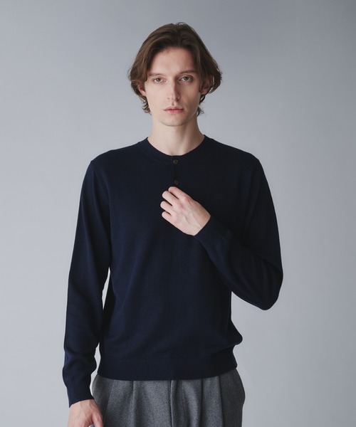 wool blend henryneck cropped knit/ウールブレンドヘンリーネック