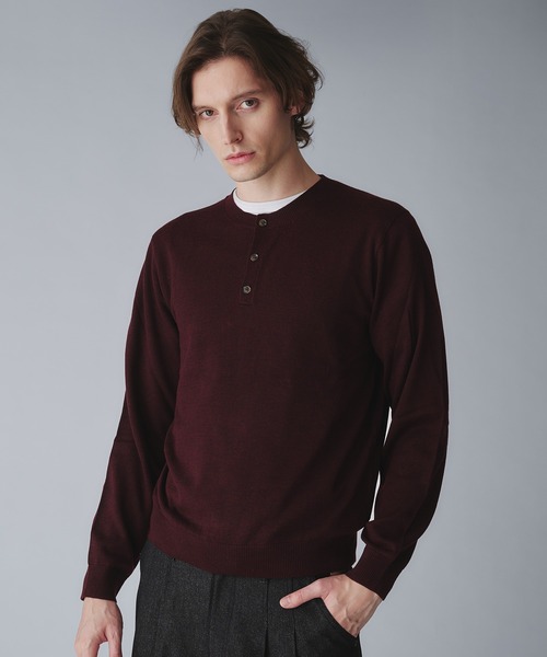 wool blend henryneck cropped knit/ウールブレンドヘンリーネック