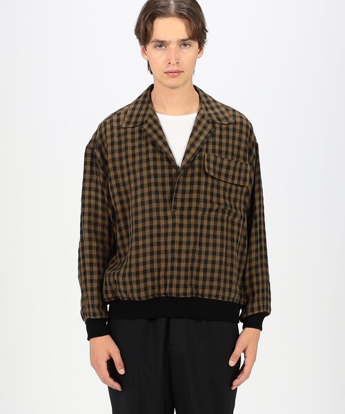 HAVERSACK（ハバーザック）の「HAVERSACK ATTIRE リネン プルオーバーシャツブルゾン（シャツ/ブラウス・メンズ・ブラウン系その他・M）」の3枚目の写真