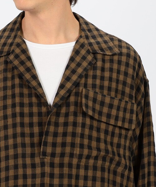 HAVERSACK（ハバーザック）の「HAVERSACK ATTIRE リネン プルオーバーシャツブルゾン（シャツ/ブラウス・メンズ・ブラウン系その他・M）」の6枚目の写真