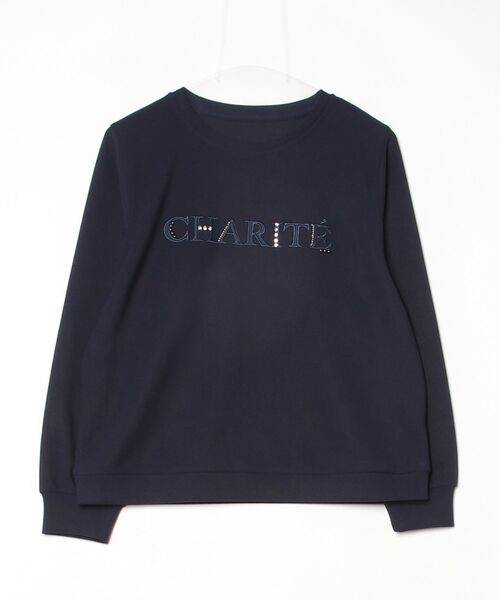 HARUYAMA(ハルヤマ)の「【WEB限定】ビジュー刺繍プルオーバー FURRY(Tシャツ/カットソー・レディース・ホワイト/ネイビー/ベージュ/ブラウン・F)」の4枚目の写真