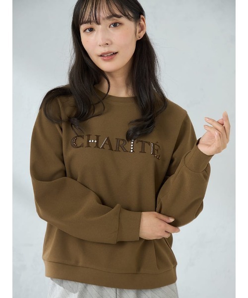 HARUYAMA(ハルヤマ)の「【WEB限定】ビジュー刺繍プルオーバー FURRY(Tシャツ/カットソー・レディース・ホワイト/ネイビー/ベージュ/ブラウン・F)」の2枚目の写真