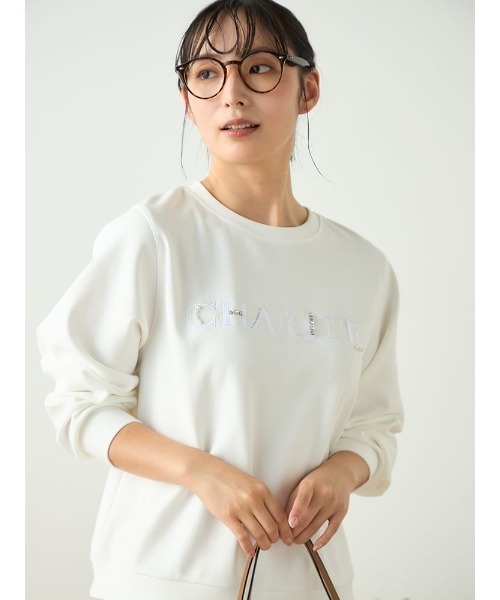 HARUYAMA(ハルヤマ)の「【WEB限定】ビジュー刺繍プルオーバー FURRY(Tシャツ/カットソー・レディース・ホワイト/ネイビー/ベージュ/ブラウン・F)」の1枚目の写真