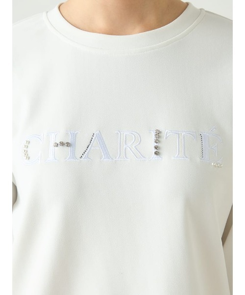 HARUYAMA(ハルヤマ)の「【WEB限定】ビジュー刺繍プルオーバー FURRY(Tシャツ/カットソー・レディース・ホワイト/ネイビー/ベージュ/ブラウン・F)」の5枚目の写真