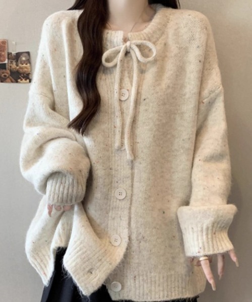 Teem Store(チームストア)の「リボンニットカーディガン(カーディガン/ボレロ・レディース・レッド/グレー/ホワイト/ブルー・F)」の16枚目の写真