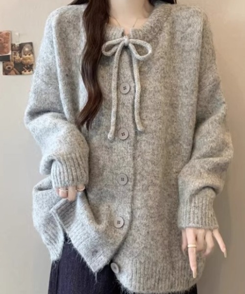 Teem Store(チームストア)の「リボンニットカーディガン(カーディガン/ボレロ・レディース・レッド/グレー/ホワイト/ブルー・F)」の17枚目の写真