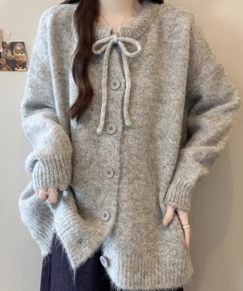 Teem Store(チームストア)の「リボンニットカーディガン(カーディガン/ボレロ・レディース・レッド/グレー/ホワイト/ブルー・F)」の18枚目の写真