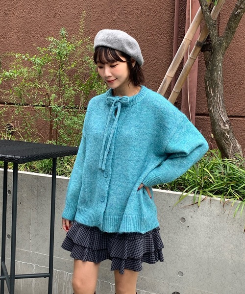 Teem Store(チームストア)の「リボンニットカーディガン(カーディガン/ボレロ・レディース・レッド/グレー/ホワイト/ブルー・F)」の10枚目の写真