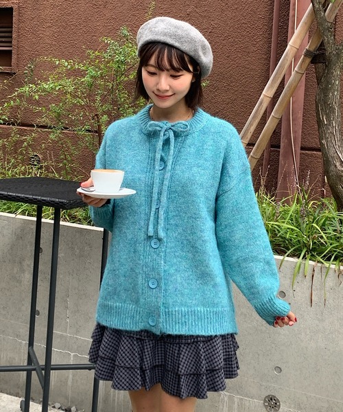 Teem Store(チームストア)の「リボンニットカーディガン(カーディガン/ボレロ・レディース・レッド/グレー/ホワイト/ブルー・F)」の12枚目の写真