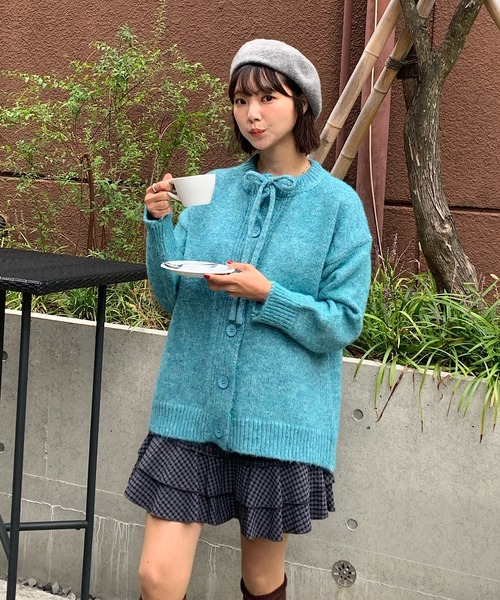 Teem Store(チームストア)の「リボンニットカーディガン(カーディガン/ボレロ・レディース・レッド/グレー/ホワイト/ブルー・F)」の13枚目の写真