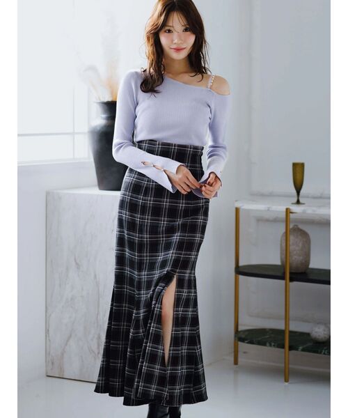 MERCURYDUO（マーキュリーデュオ）の「バックレースアップストレッチマーメイドスカート（スカート・レディース・ブラック/ブラウン・X-SMALL/SMALL/MEDIUM）」の2枚目の写真