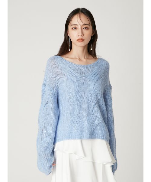 FRAY I.D(フレイアイディー)の「アルパカスパンコールケーブルニット(ニット/セーター・レディース・ベージュ/ブルー/アイボリー・F)」の5枚目の写真