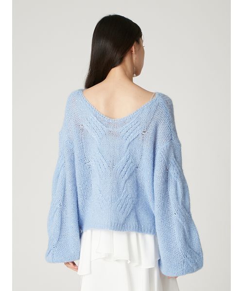 FRAY I.D(フレイアイディー)の「アルパカスパンコールケーブルニット(ニット/セーター・レディース・ベージュ/ブルー/アイボリー・F)」の6枚目の写真