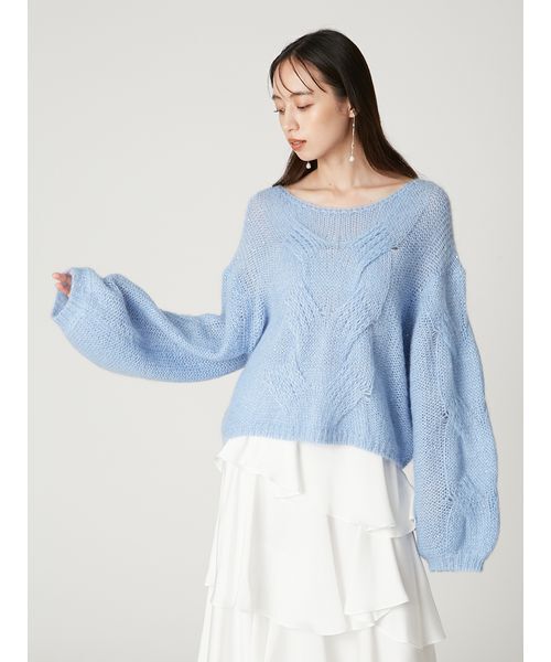 FRAY I.D(フレイアイディー)の「アルパカスパンコールケーブルニット(ニット/セーター・レディース・ベージュ/ブルー/アイボリー・F)」の12枚目の写真