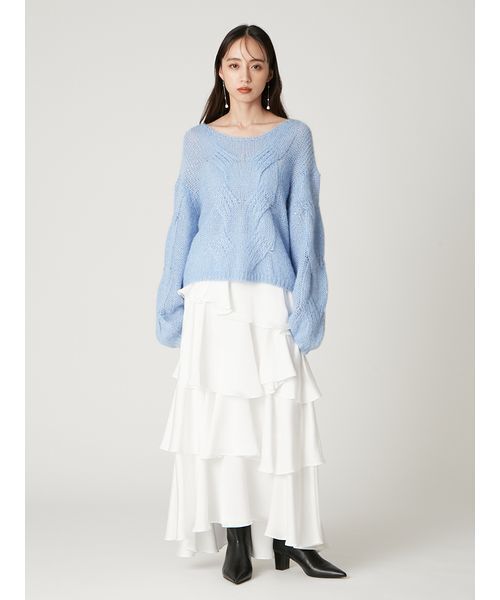 FRAY I.D(フレイアイディー)の「アルパカスパンコールケーブルニット(ニット/セーター・レディース・ベージュ/ブルー/アイボリー・F)」の14枚目の写真