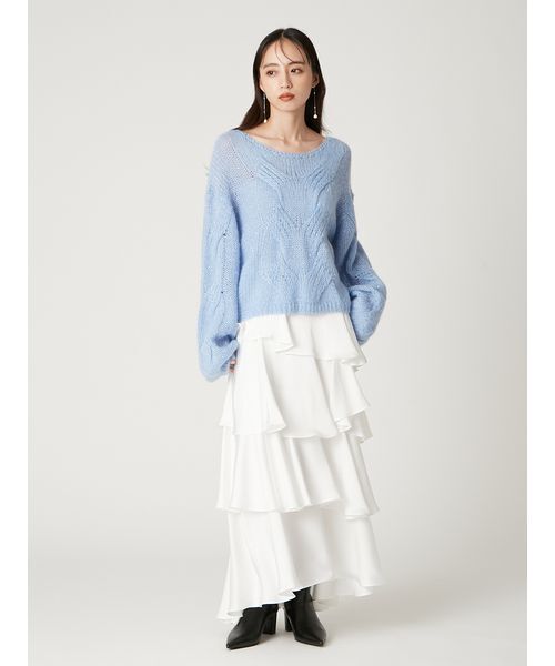 FRAY I.D(フレイアイディー)の「アルパカスパンコールケーブルニット(ニット/セーター・レディース・ベージュ/ブルー/アイボリー・F)」の15枚目の写真