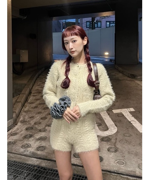 SLY（スライ）の「FRILL CHOUCHOU フリル シュシュ（シュシュ・レディース・ライム/グレー・FREE）」の5枚目の写真