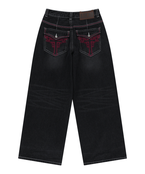 AAKAM(アーカム)の「CROS2 Washed Denim Pants (Black)(デニムパンツ・レディース・その他・1/2)」の2枚目の写真