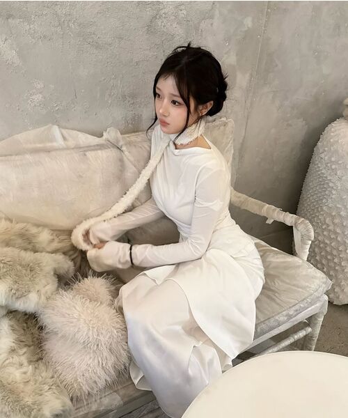 セール】2.Drape Long Sleeve (FL-146_White)（Tシャツ/カットソー