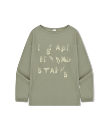 ESCAPEFROM（エスケープフロム）の「ビヨンドスタープリントワッフルボートネックロングスリーブカーキ（Tシャツ/カットソー）」