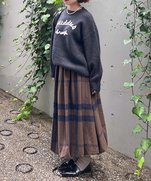 AS KNOW AS plus（アズノゥアズプラス）の「♪チェック柄バルーンスカート（スカート・レディース・ブラック/オフホワイト/ブラウン・FREE）」の10枚目の写真