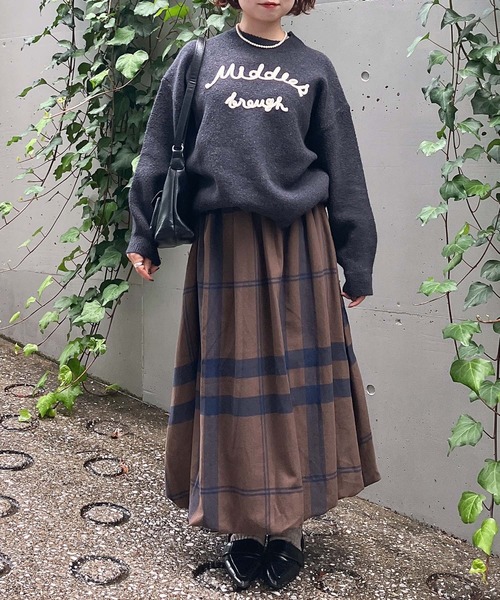 AS KNOW AS plus（アズノゥアズプラス）の「♪チェック柄バルーンスカート（スカート・レディース・ブラック/オフホワイト/ブラウン・FREE）」の11枚目の写真