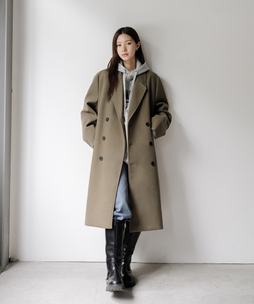 LEMAIN SECOND（リメインセカンド）の「WOOL BLEND OVERFIT DOUBLE COAT [BEIGE]（チェスターコート・メンズ・その他・MEDIUM/LARGE/X-LARGE）」の4枚目の写真