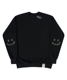 GRAVER（グレーバー）の「[UNISEX] ELBOW CAMO SMILE DRAWING CLIP SWEATSHIRT BLACK（スウェット・メンズ）」
