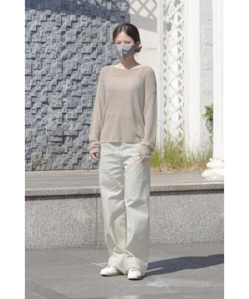MUSINSA STANDARD WOMAN（ムシンサスタンダードウーマン）の「レディースリネンブレンドボートネックシアーニット[ライトベージュ]（ニット/セーター・レディース・その他・X-SMALL/SMALL/MEDIUM/LARGE）」の12枚目の写真