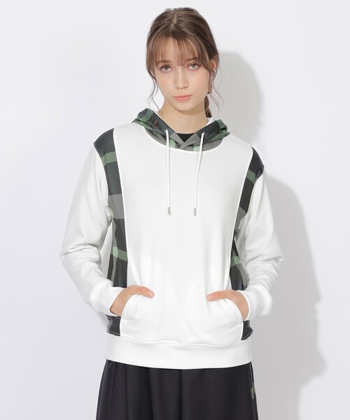 CB CRESTBRIDGE(シービークレストブリッジ)の「パーシャルチェックフーディー(パーカー・レディース・ネイビー/オフホワイト・2/1/3)」の2枚目の写真