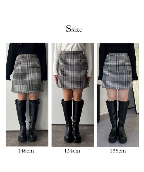 prose verse（プロズヴェール）の「グレンチェック台形ミニスカート（スカート・レディース・グレー・SMALL/LARGE/MEDIUM）」の2枚目の写真