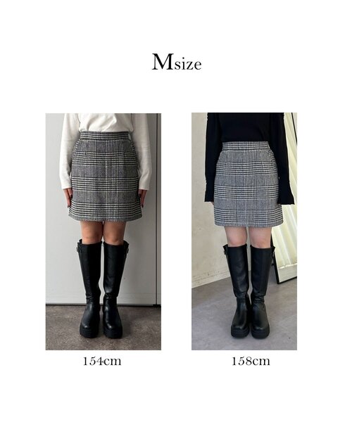 prose verse（プロズヴェール）の「グレンチェック台形ミニスカート（スカート・レディース・グレー・SMALL/LARGE/MEDIUM）」の3枚目の写真