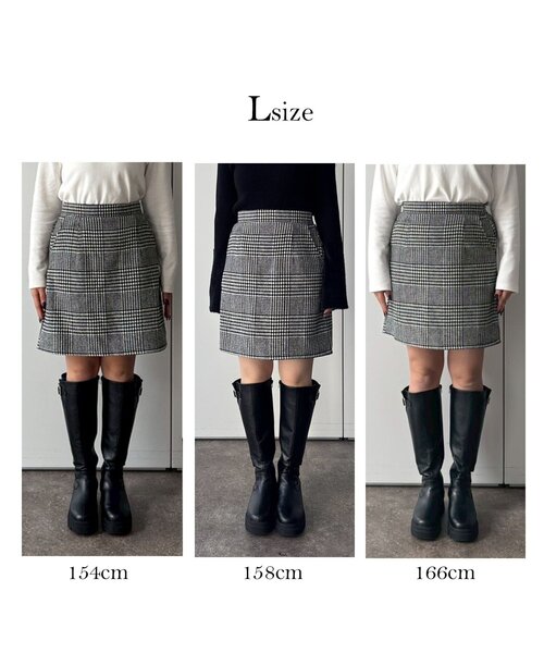 prose verse（プロズヴェール）の「グレンチェック台形ミニスカート（スカート・レディース・グレー・SMALL/LARGE/MEDIUM）」の4枚目の写真